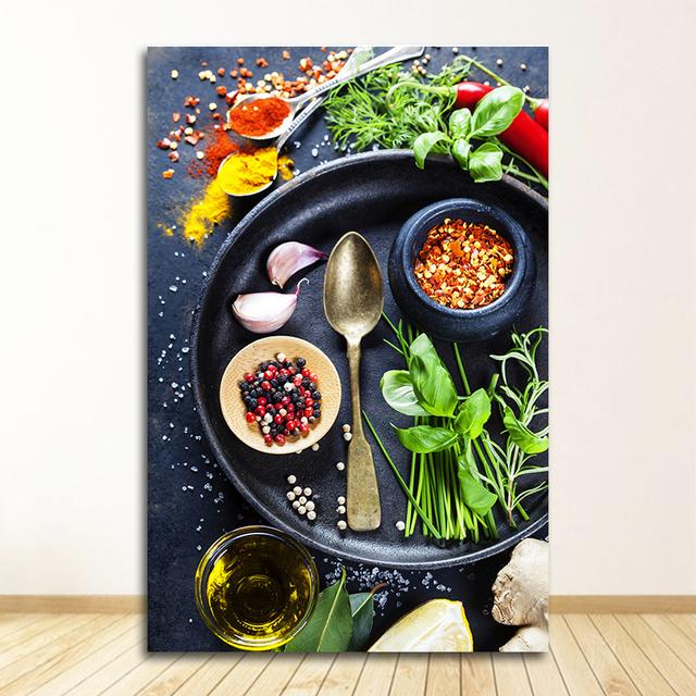 Lebensmittel, Körner, Gewürze, Poster und Drucke, Wandkunst, Bilder für Wohnzimmer, Gewürze, Paprika, Küche, Dekoration, Leinwandgemälde