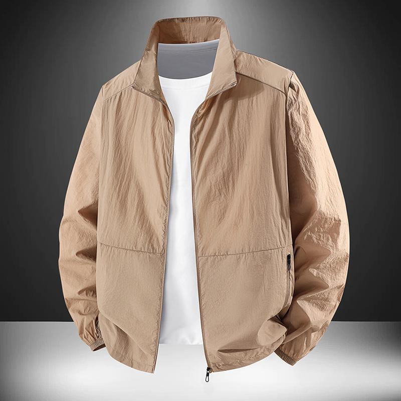 Men's Lightweight Stand Collar Windbreaker - Casual Zip-Up Jacket