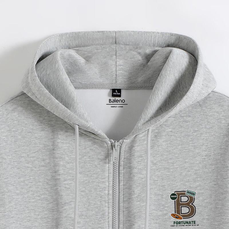 Baleno Men's Hooded JPBB Letter Print Zip-Up Sweatshirt Jacket