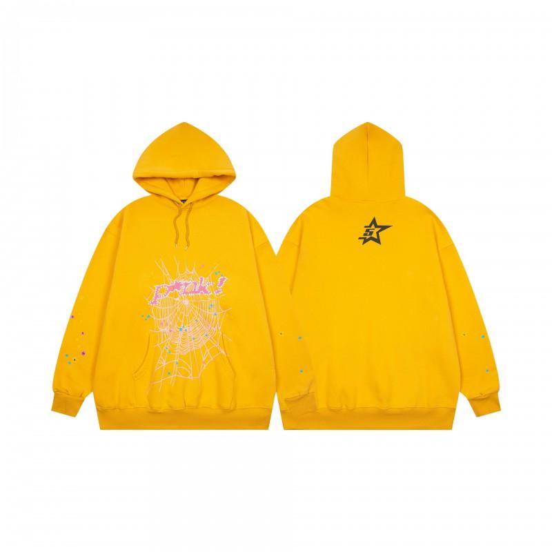 Mens Oversized Hooded Sweatshirt With Spiderweb Foam Print Cotton Fleece-Lined