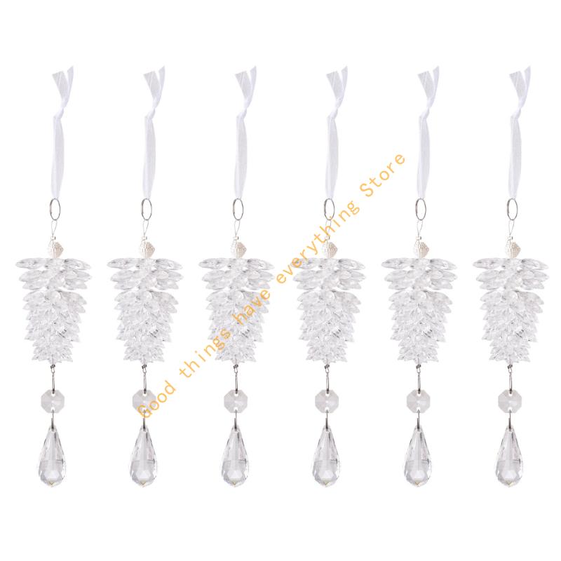6 Pcs Christmas Tree Decoration Simulated Pinecone Pendant Ornament for Holiday 55KF
