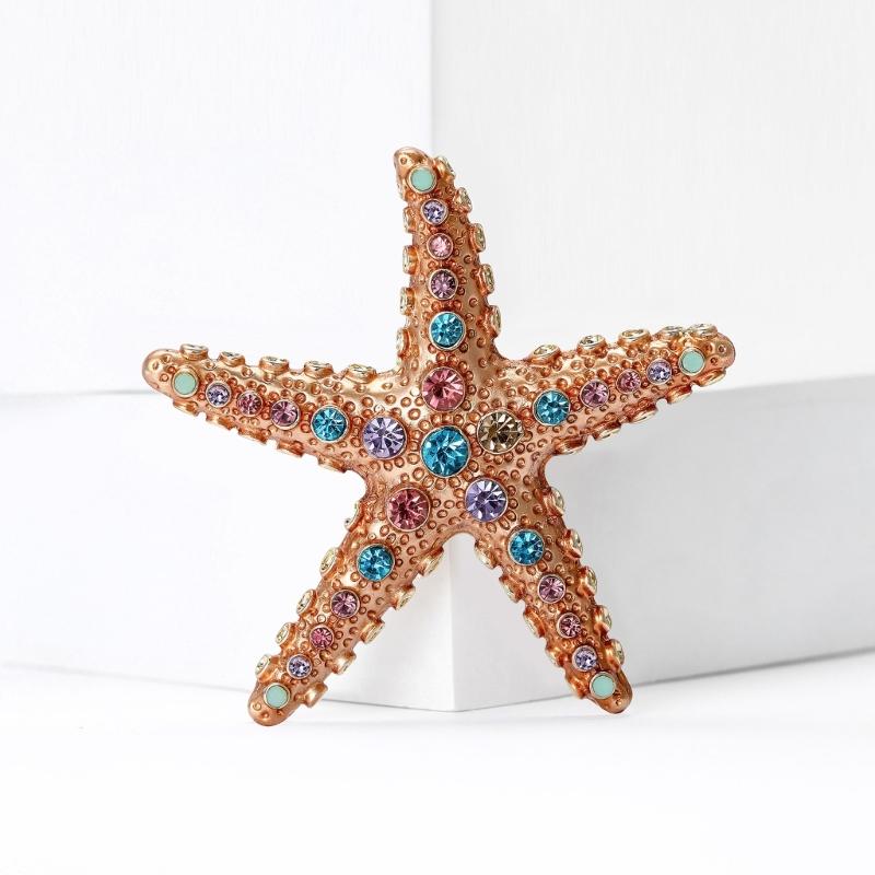 Crystals Starfish Brooch Pin For Women Versatile Fashion Jewelry Gift Party Everyday Wear