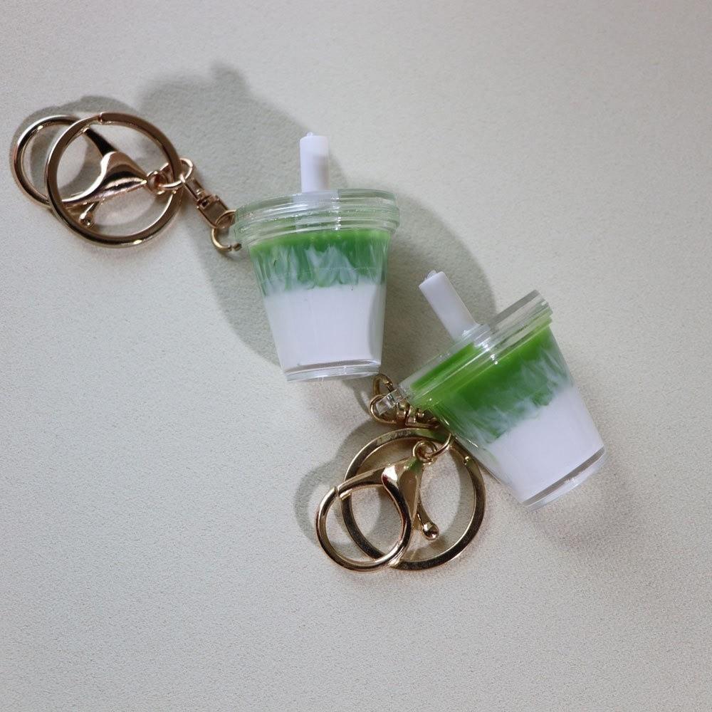 Resin Resin Drink Cup Keychain Mini Size Juice Cup Key Ring  for Party Gift Home Decoration