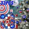 Independence Day Decorations Set 3D Hanging Ball Ornaments for 4th of Party Decor, Red Blue