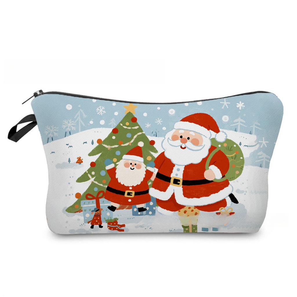 Women Santa Claus Print Cosmetic Bag Toiletries Organize Travel Storage Case 6866 KTB