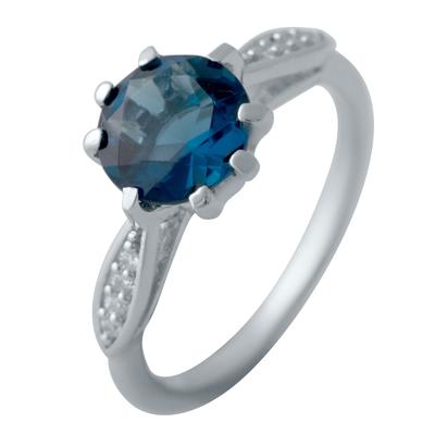 Srebrny pierścionek z topazem London Blue o masie 1,575 ct (2041214)