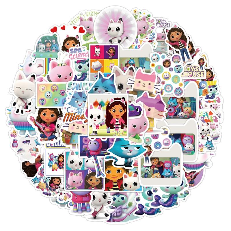 Gabby Dollhouse Stickers 8-50pcs Aesthetic Sticker Diy Decal for Scrapbook Phone Case Laptop Waterproof Sticker Decal Party Gift