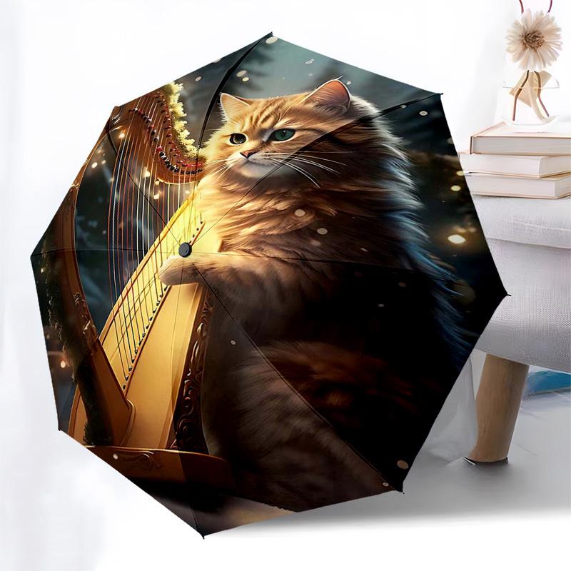 

1pc Christmas Decorative Cat Harp Automatic Folding Umbrella, Elegant Design for Festive Gifts, Outdoor Use, and Daily Carry.V072