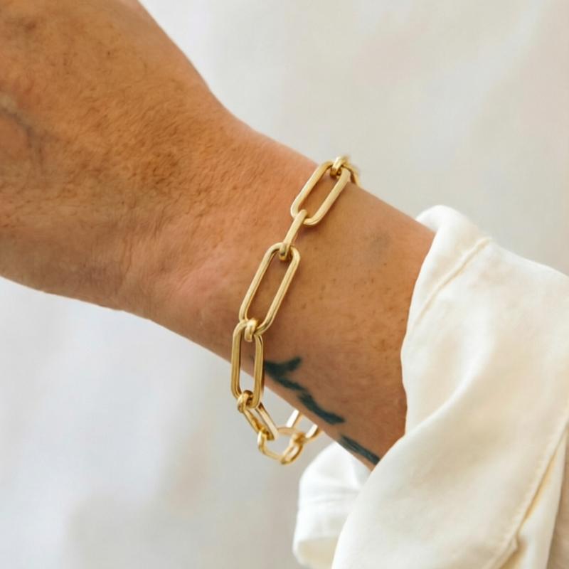 1pc Stainless Steel Paperclip Chain Link for Women Couples  With Unique Design Sense Classic Party Jewelry Gifts