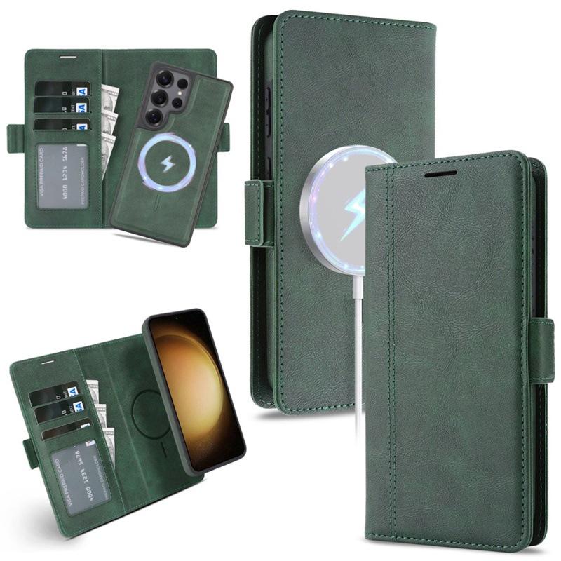 Samsung S25 Wireless Magnetic Leather Case with Card Slots for S24/S23 - High-End Protective Wallet