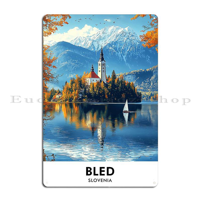 Bled Slovenia Retro Travel Print Metal Sign Classic Rusty Customize Iron Create Tin Sign Poster