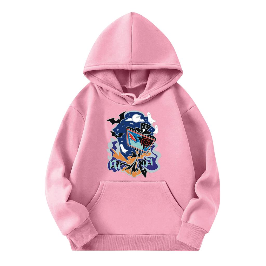 Child Fashion Lightweight Long Sleeve Pullover With Pockets  Print Hoodie