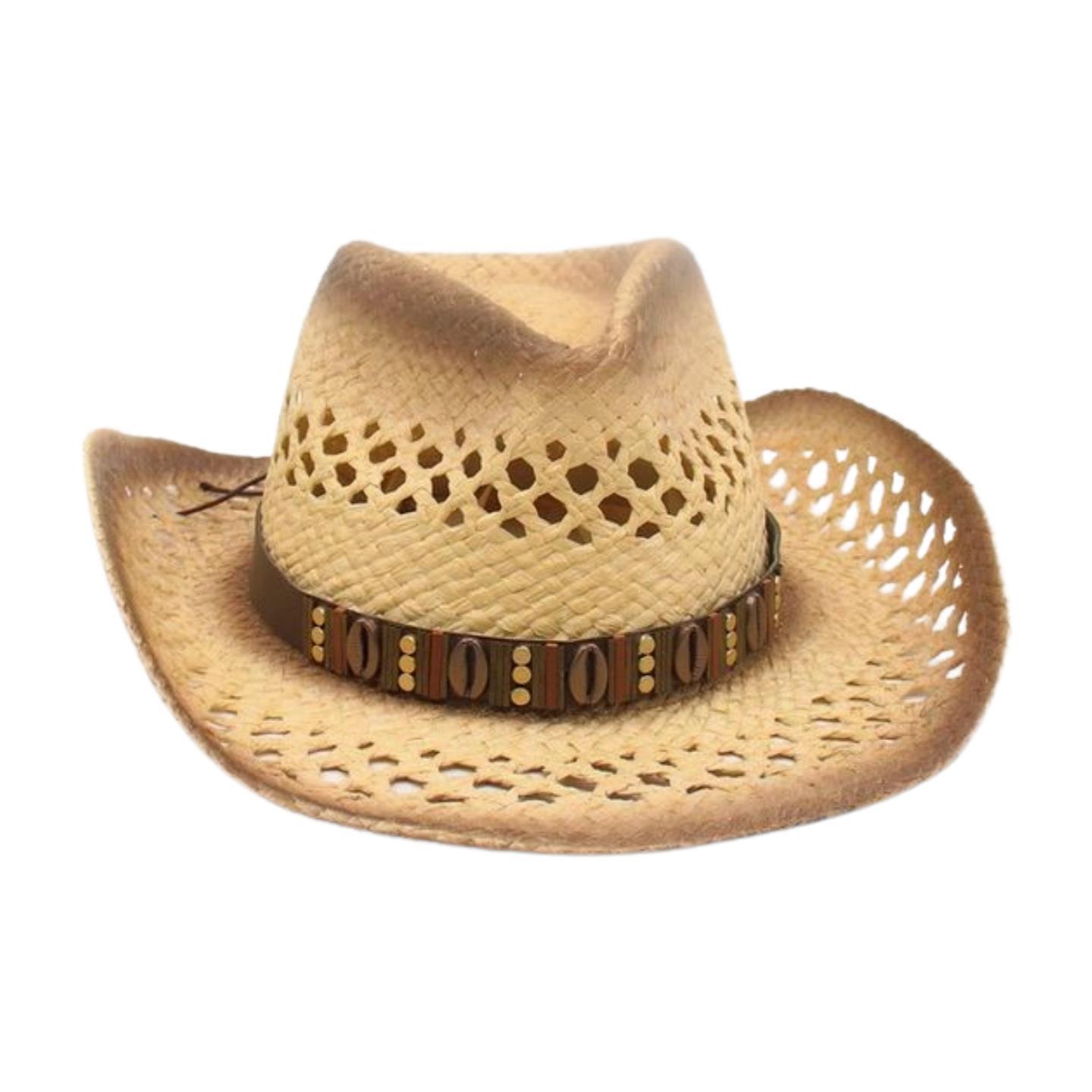 

Sun Hat Hollow Breathable Spring And Summer Windproof Simple Travel Beach Travel Cowboy Straw Hat One size