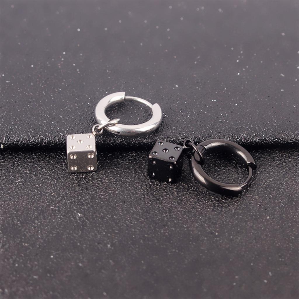 Dice Square Statement Funny Cool Punk Stainless Steel Black Piercing Hoop Earring for Man Woman Jewelry 2025 Trend New in Decor