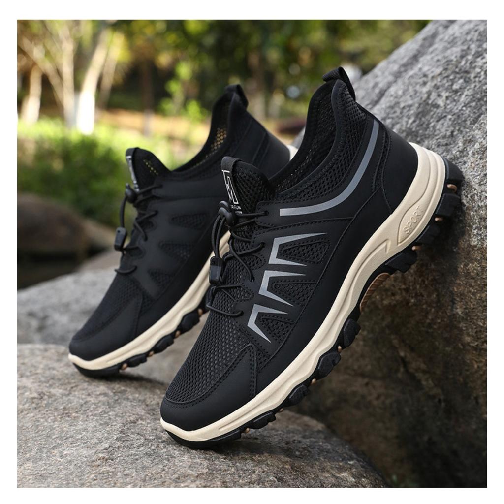 Men's Shoes, Sports Shoes, Summer New Breathable Running Shoes, Soft Soled Comfortable Thick Soled Shoes, Outdoor Wear-resistant Hiking Shoes