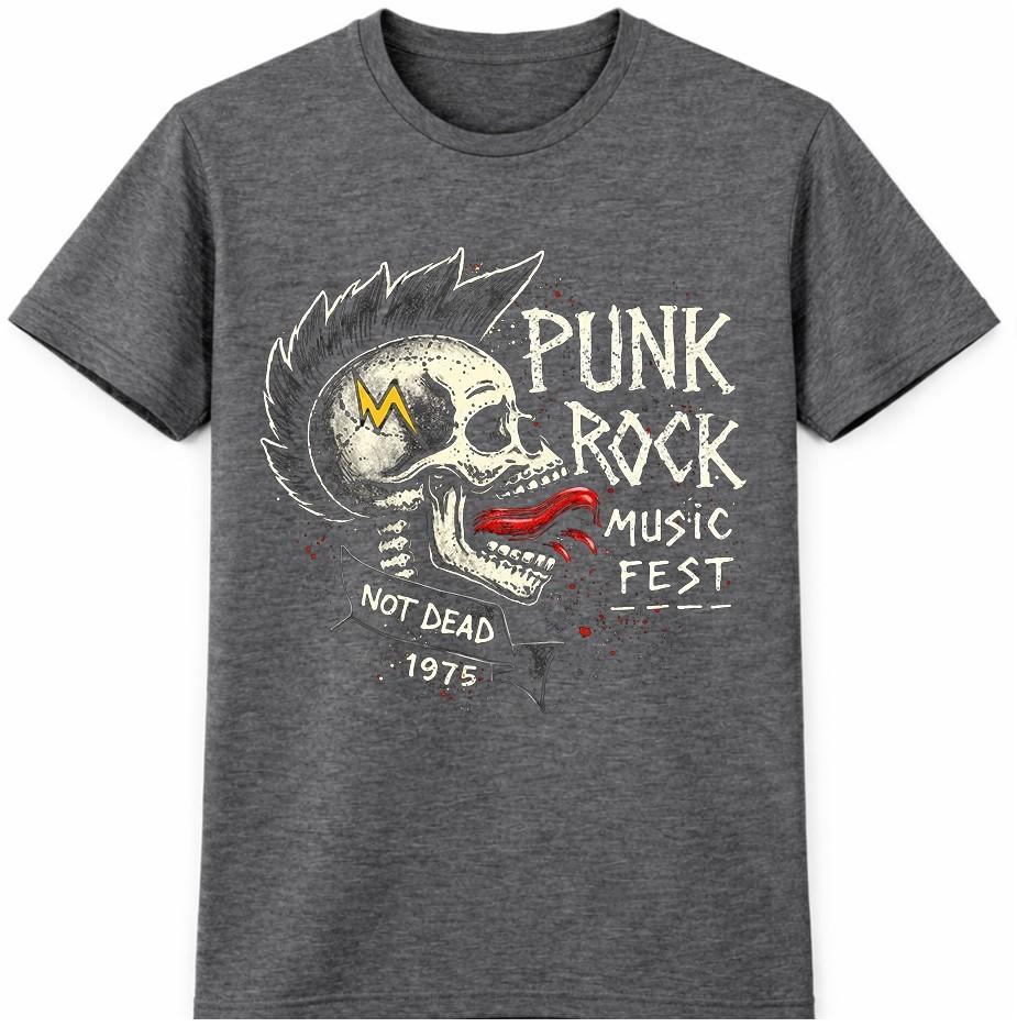 Punk Rock T Shirt Skull Music Festival Vintage Rock Band Graphic Tee