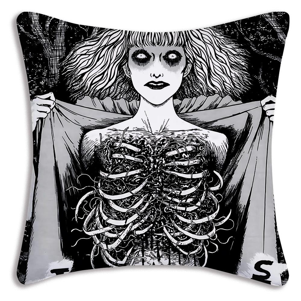 Classic manga For T-Tomie Pillow Covers Cartoon Sofa Decorative Home Double-sided Printing Short Plush Cute Cushion Cover