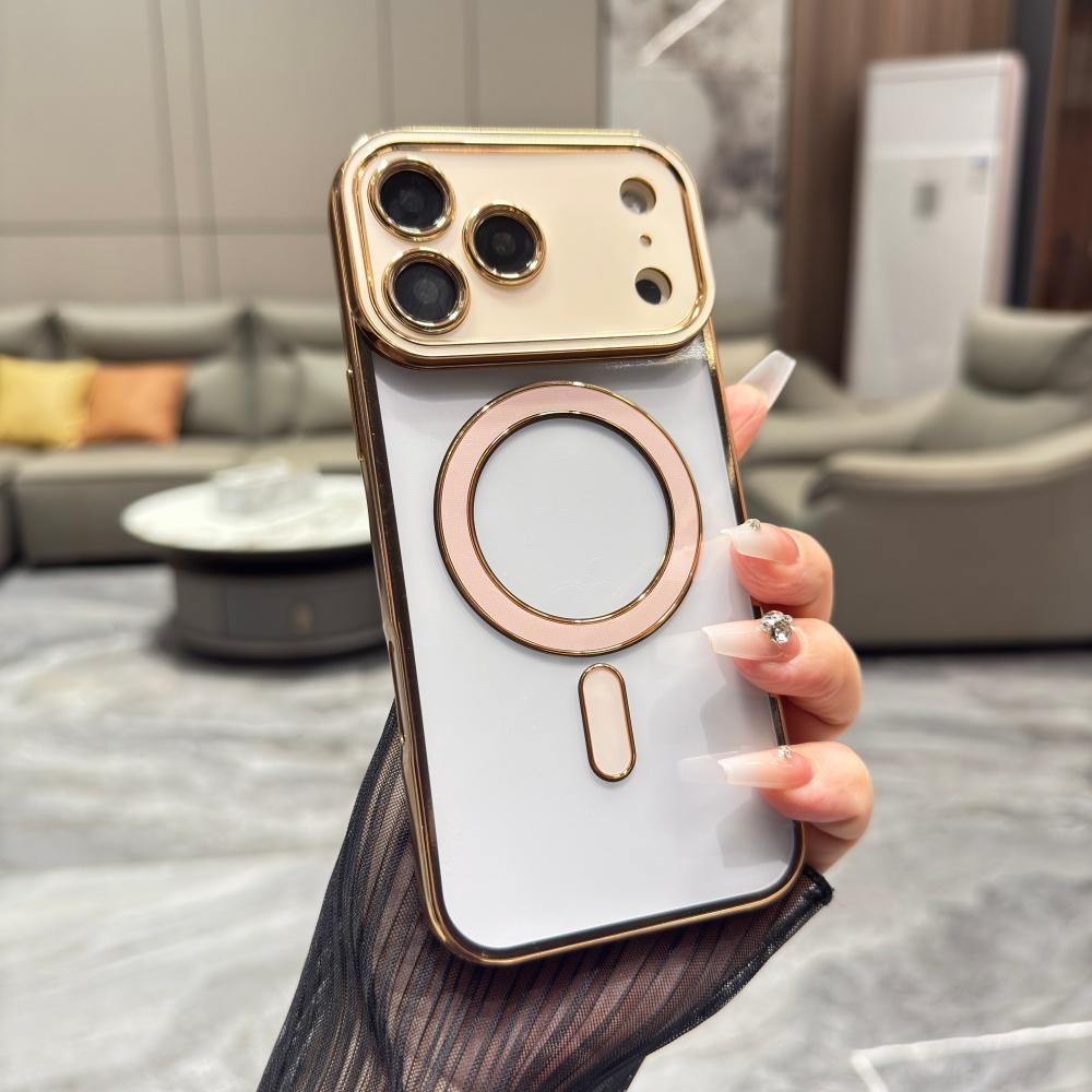 Luxury Transparent for Magsafe Hard PC Case for 18 17 16 15 Pro Max Magnetic Wireless Charge Clear Shockproof Cover