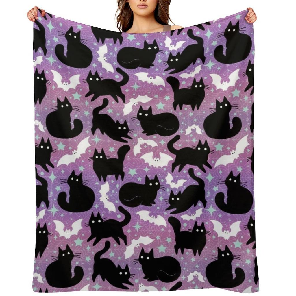 Pastel Halloween with Black Cats Throw Blanket Weighted Baby Luxury Brand Luxury Throw Blankets