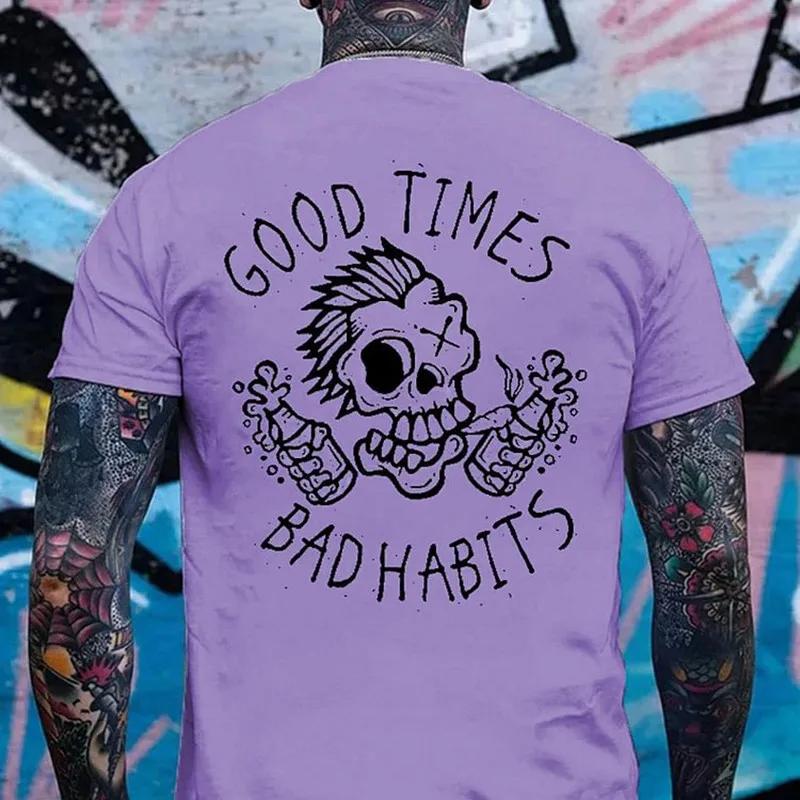 2024 Léto Pánská Neobvyklá Trička Pohodlná Hipsterovská Špičková Trendy Element Trička Polyester Oblíbená Osobnost s Krátkým Rukávem