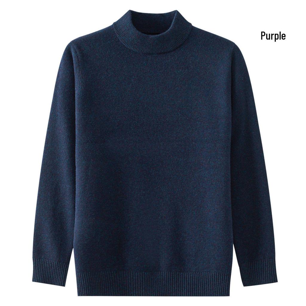 2025 Men's Pure Wool Round Neck Knit Sweater - Casual Long Sleeve Autumn/Winter Collection