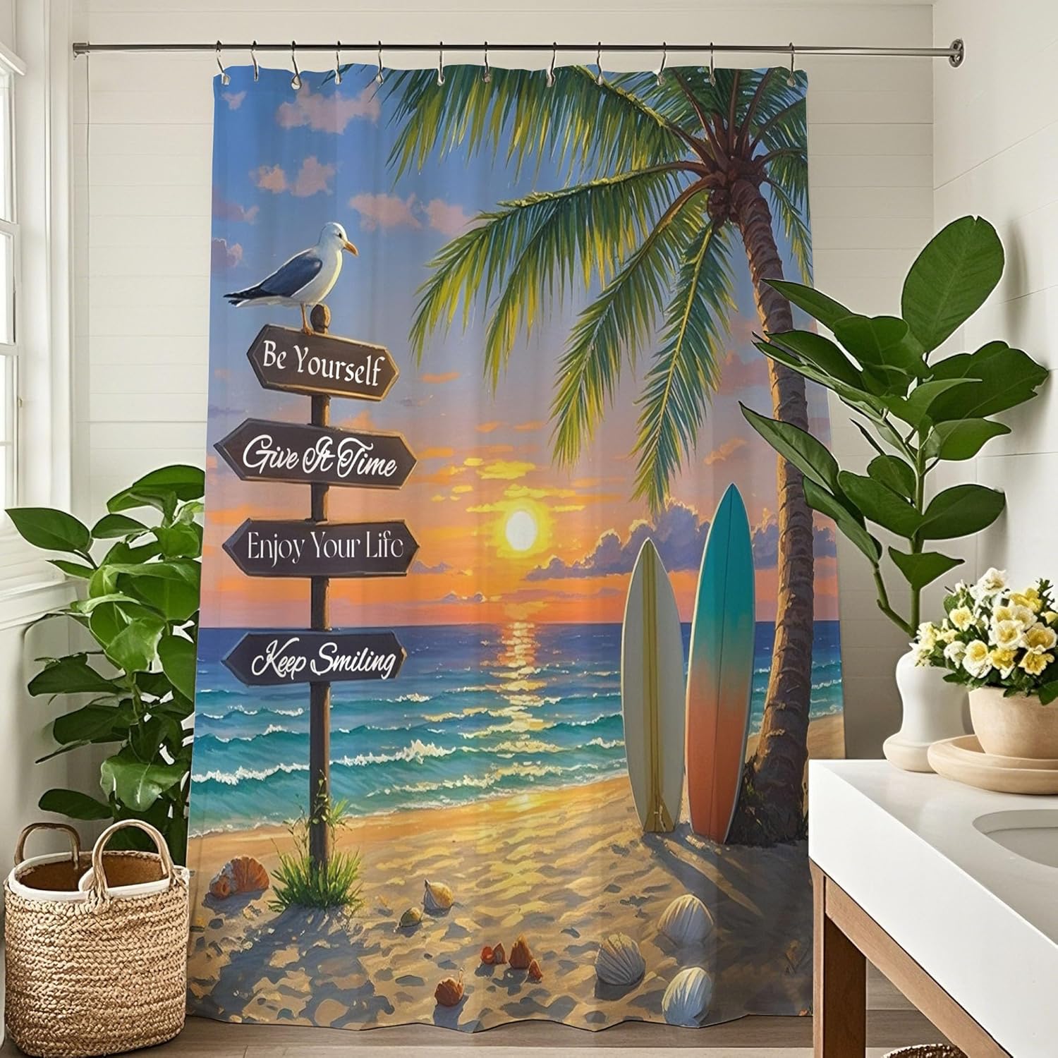 

Cute Starfish Seashell Shower Curtain Nautical Shower Curtains Set Girls Pink Coral Bath Bathroom Accessories Home Decor 90x180CM