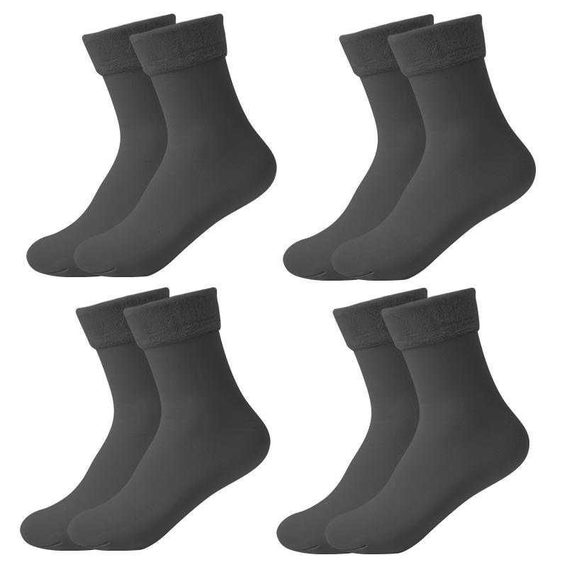 4 Perechi Iarnă Călduroase Ciorapi Dama Uni Elastici Confortabili Groși Termici Femei Negru Fără Cusături Ciorap Zăpadă Catifea Șosete Scurte
