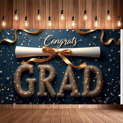 Graduation Party Banner Illuminated Letters Congratulations Banner Graduation Banner Metallic Ribbon For Event Decoration Indoor