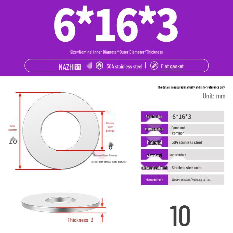 Thickened 304 Stainless Steel Flat Washer Spacer (M4-M8)