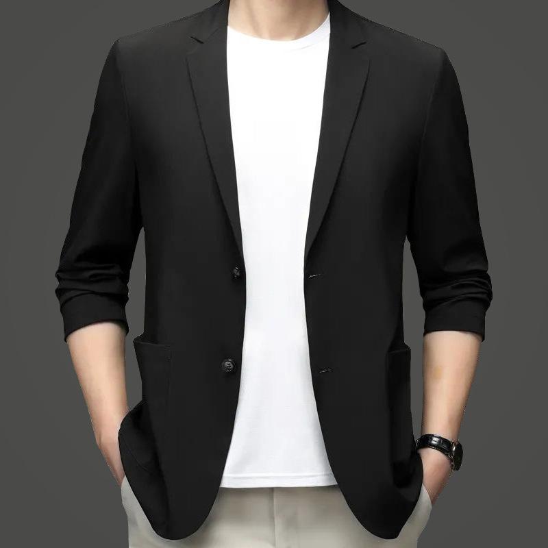Uomo Estate Sottile Protezione Solare Blazer Giacche Tinta Unita Business Casual Completi Cappotti Maschile Slim Elastico Blazer Giacche Abbigliamento
