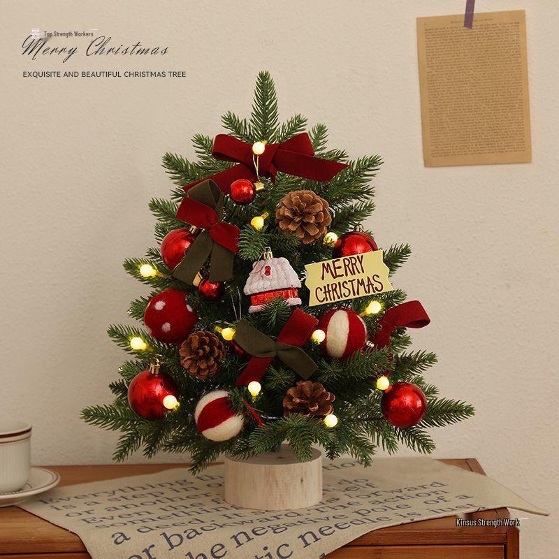 2024 Mini Christmas Tree with Lights: Stylish Tabletop Ornament for Home Decor
