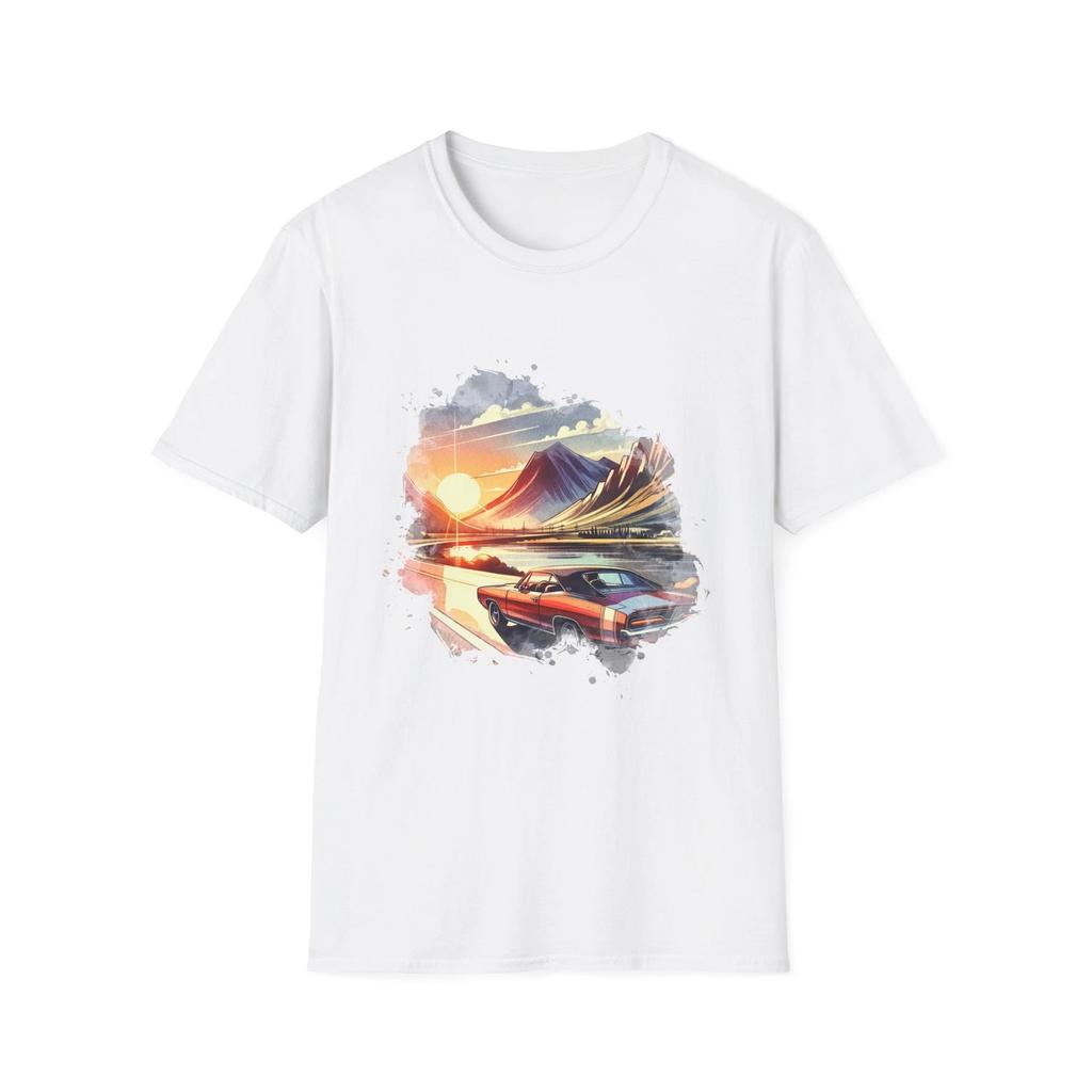 Vintage Car Sunset Unisex T-Shirt, Retro Tee, Road Trip Shirt, Gift for Car