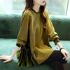 Women's Autumn and Winter Thickened Section Round Neck Pullover Long Sleeve Loose Color Blocking Long Sleeve Pullover Shirt