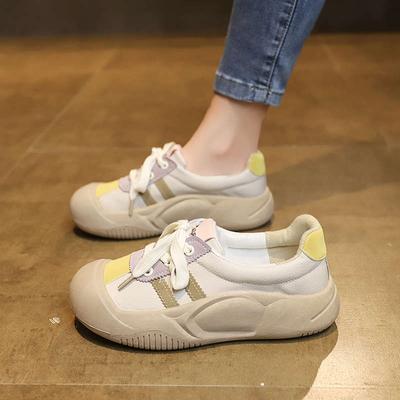 Spring Little White Shoes New Thick-soled Sports Versatile Casual Shoes Shallow Mouth Breathable Soft-soled Single Shoes Are Not Tired