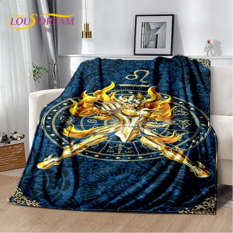 Cartoon Saint Seiya 3D Retro Soft Flannel Blanket for Beds Bedroom Sofa Picnic,Throw Blanket for Cover Outdoor Leisure Nap Gift