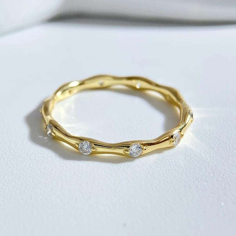 925 Silver Zircon Simple Personalized Bamboo Ring For Women Anniversary Party Fashion High Quality Fine Jewelry