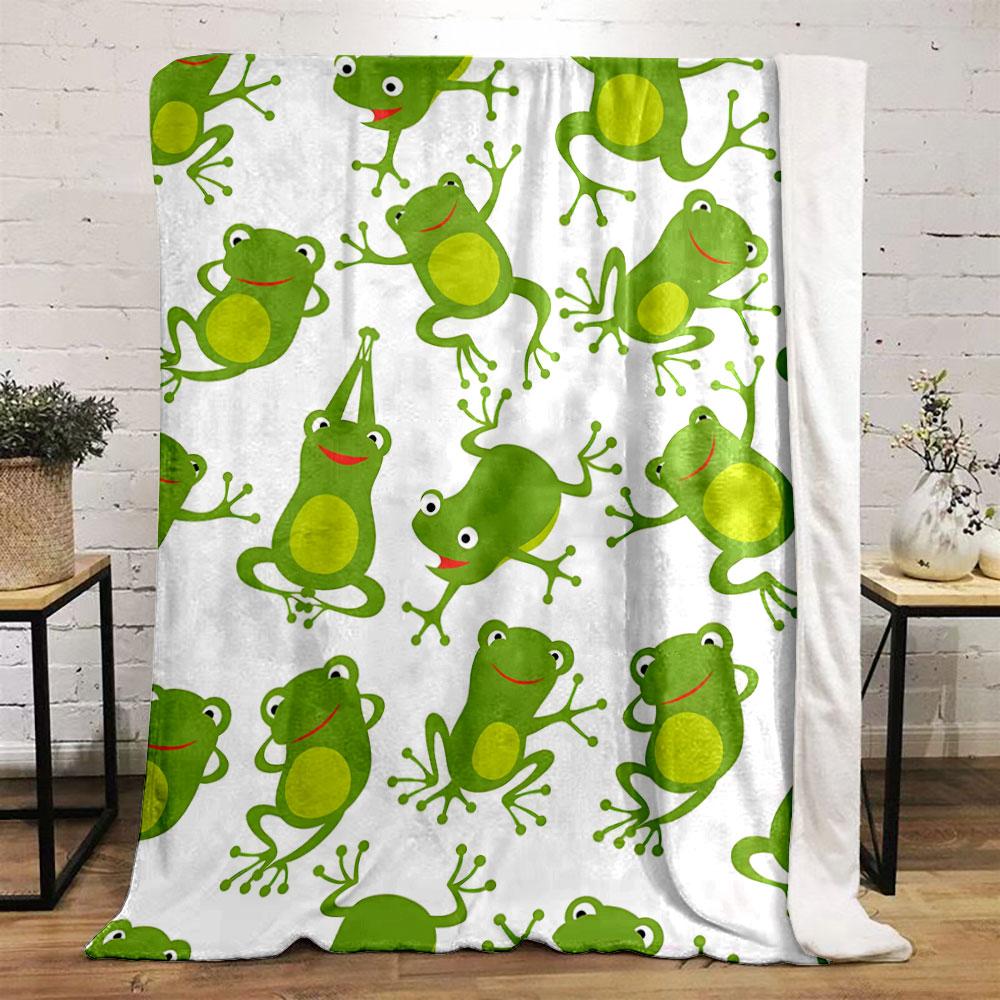 Cute Green Frogs Blanket bedroom Blanket for Livingroom Couch lunch break Soft throw for Friend's festival Gift