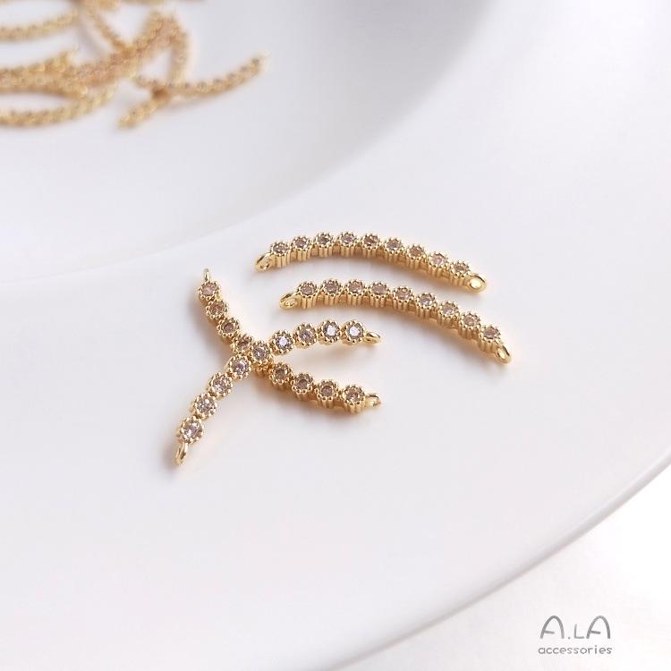 

14K Gold-Filled Semicircle C-Shape Pendant with Double Holes for DIY Earrings, Bracelets, and Necklaces.