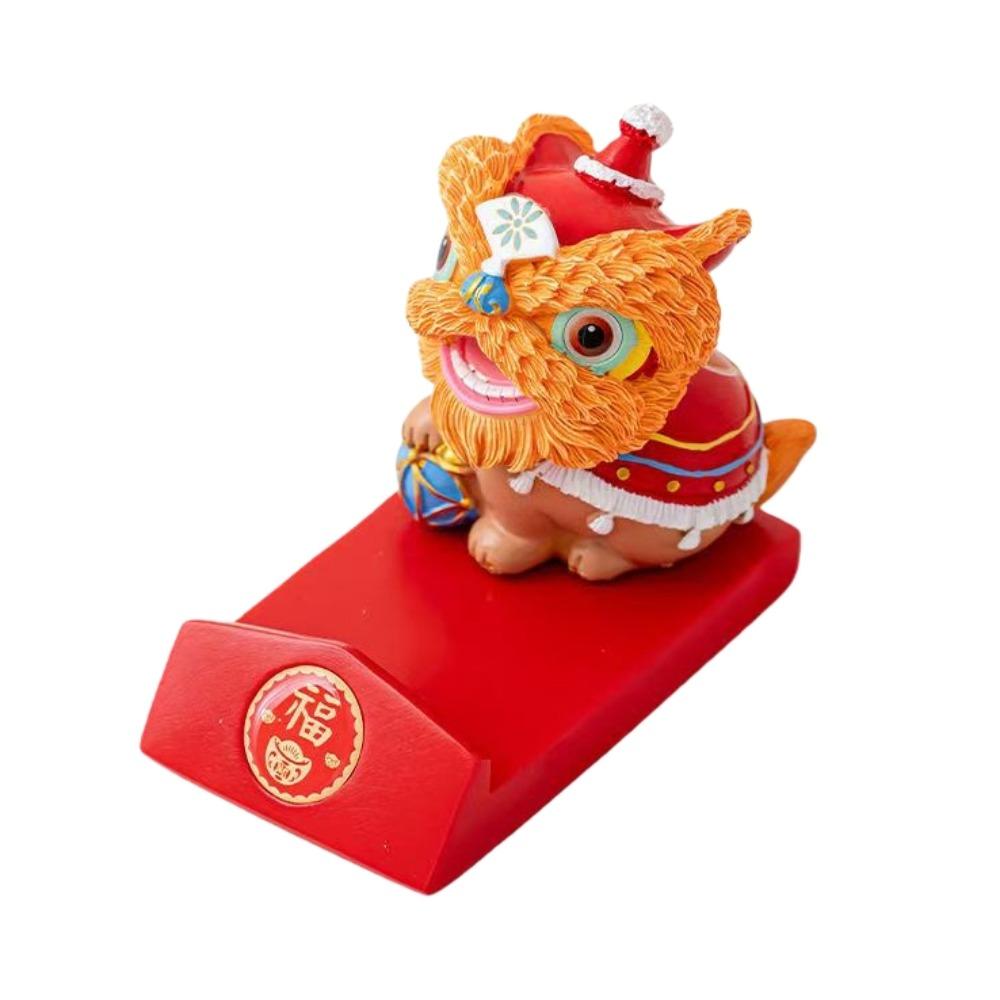 Year of The Horse 2026 Horse Year Figurines Lion Dance Mobile Phone Stand  Spring Festival