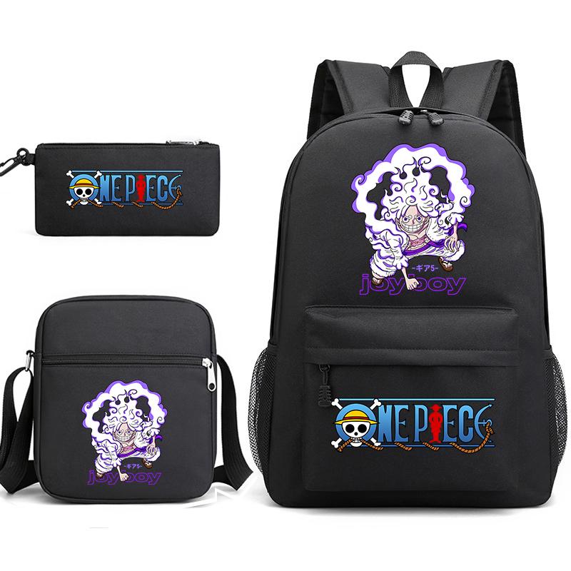 One Piece Luffy Anime Print Student Backpack Set 3 In 1 School Bag for Boys Girls with Pencil Case Tote Shoulder Bag