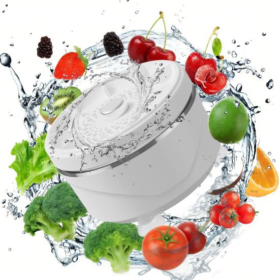 Yousheng Obst- und Gemüsereinigungsmaschine Tiefenwirbelreinigung Obstwaschmaschine Entfernt Schmutz Wachs Pestizide Wasserdicht Drehbar Gemüse-Reiniger