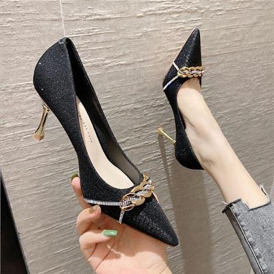 French High Heels Women's Spring 2025 New Stiletto Design Sense Niche Black Shoes Autumn and Winter Pointed Single Shoes