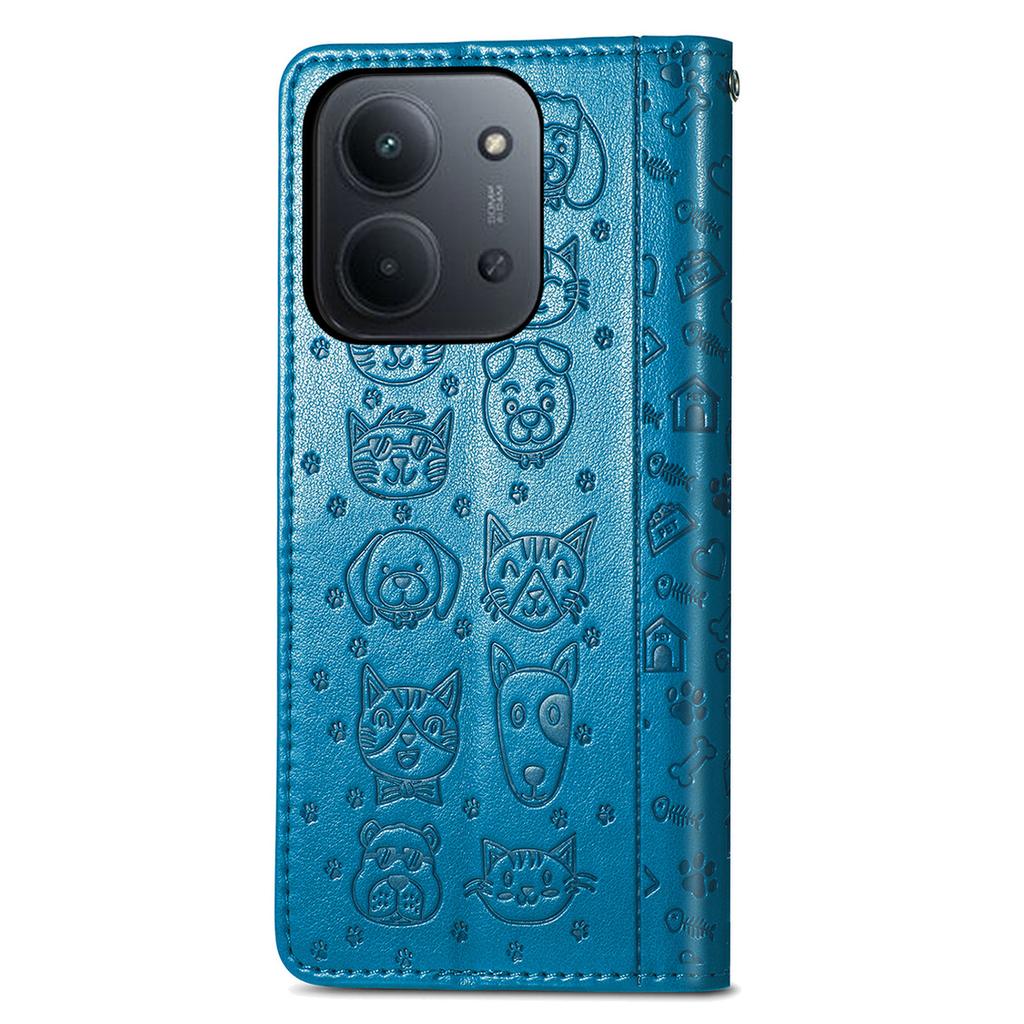 Phone Case For Xiaomi Redmi 15C 4G (EU) (173mm)/15C 5G (EU) (173mm)/Poco C85 4G (173mm) Flip Wallet Leather Cover with Cute Cat Dog Pattern