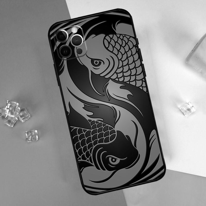 Koi Fish Yin Yang Art Phone Case For iPhone 16 Pro Max 12 13 Mini 11 14 15 Pro Max XR 16 15 Plus 16e Cover Shell