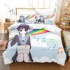 The Melancholy Of Haruhi Suzumiya Anime Print 3PCS Bedding Set Duvet Cover + 2 Pillowcases Soft Bed Linen For Otaku Fans Bedroom