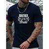 European Sizes Men'S Brother of The Bride Pattern Summer Casual Short Sleeve T-Shirt