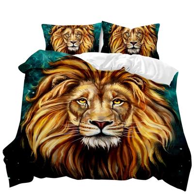 Zestaw pościeli z lwem Safari Animal Pościel Cute Wildlife Hunting Poliester Poszewka na kołdrę dla dzieci nastolatków Double Queen King Size