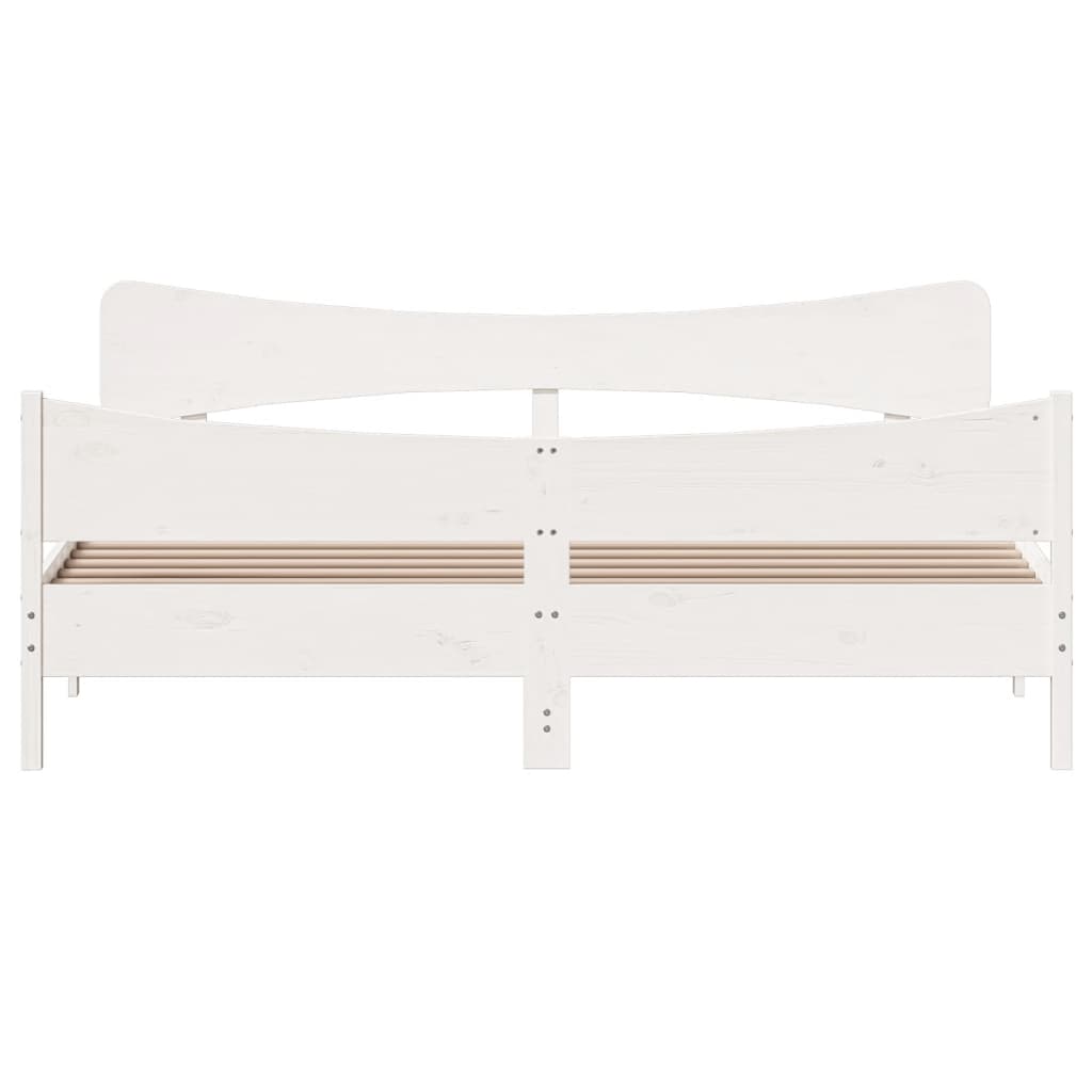 Vidaxl Bed Without Mattress, White, 200X200 Cm, Solid Pine Wood
