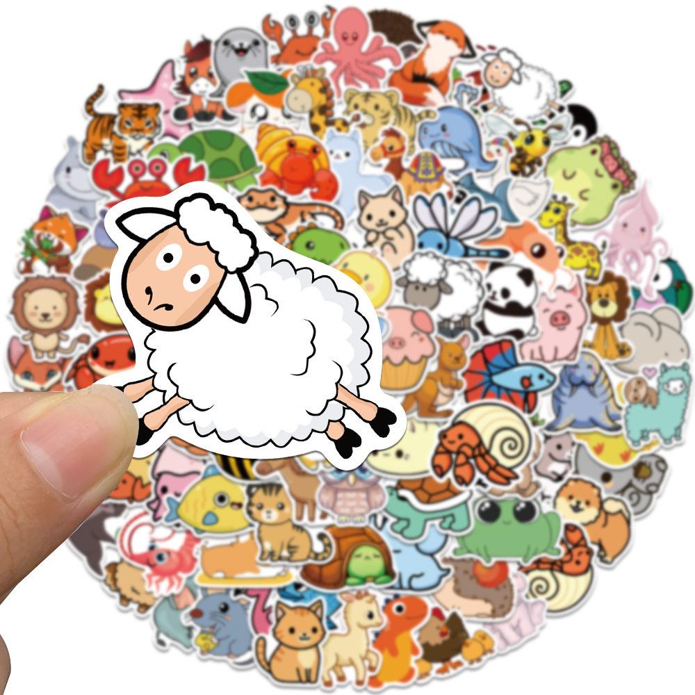 100pcs Cute Cartoon Animals Mix Graffiti Stickers DIY Phone Guitar Laptop Notebook Suitcase Cup Waterproof Decals