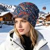 Stylish Autumn Winter Neck Warmer Women's Geometry Print Slouchy Hat, Casual Soft Stretch Skull Colorful Geometric Pattern Hat Cap, Warm Cancer Chemo